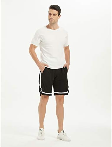 Кошаркарски шорцеви од 12-тина машка машка 12 “со џебови за џебови кул атлетски трчање шорцеви за брзо сушење брзо суво