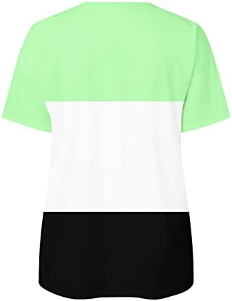 Летни врвови за жени со краток ракав 1/4 Поштенски палтовер маица во боја Блок Блок Мода Туника Врв лабава вклопувана обична маичка кошули