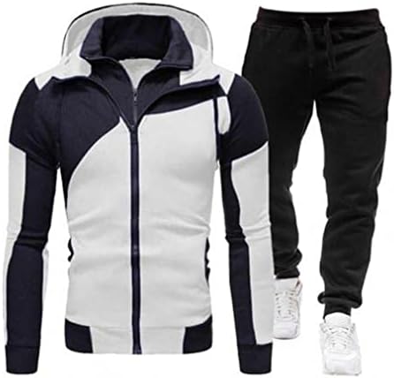 Мажите Зимски блок панталони за џемпери со качулка Поставете 2 парчиња долги ракави за влечење на топол спортски костуми за спортски