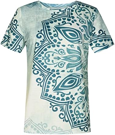 Tee тинејџерки кратки ракави 2023 екипаж со памук со памук од вратот, цветни брендови блузи за жени ff