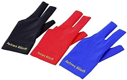 Comidox 3 парчиња маж жена еластична ликра лева рака 3 прсти билијард знак за ракавици за стрелците carom pool snooker cue sport red & blue