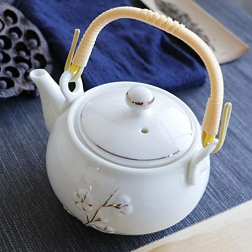 Керамички јапонски чај од чај чај чај со инфузер ратан рачка порцеланска керамика чајничка декоративна цветна чајничка лабава лисја