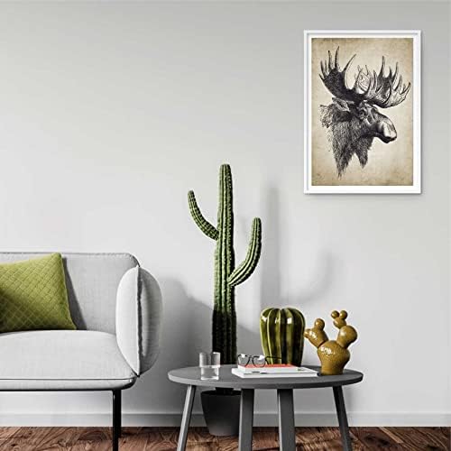 Дизајн на Батуба - Печатење на постер за декор на бафало елени, сет од 4 рамни 8'x10 Inc, диво животно платно уметност печати Американска