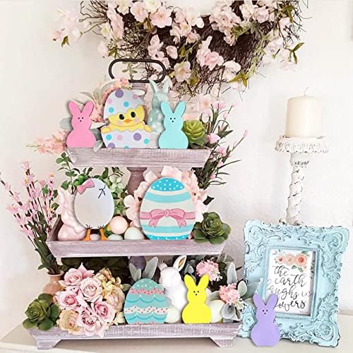 2022 Куќа Божиќен украс Велигденски зајаци на велигденски сет Велигденски знаци фиока 8 дрвени разнобојни јајца декоративни украси
