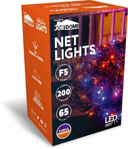 Нет -светла на edоидоми 200 LED портокалова и виолетова Ноќта на вештерките со 8 режими 65 квадратни метри црна жица за украси на отворено