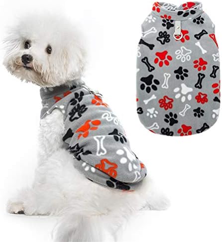 Зимски палто за мало куче - ветровотно кутре Поларно руно качулка домашно милениче топло лесен палто со симпатична дизајн на коска од шепа за