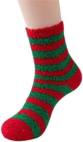 Супер симпатична топла кадифен мек печати женски Божиќни уши чорапи чорапи зимски чорапи чорапи за мажи