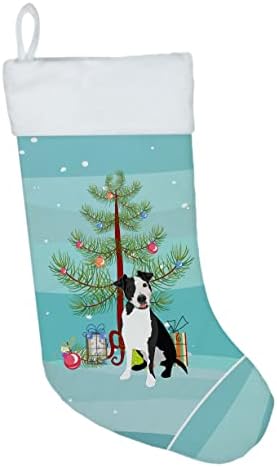 Богатства на Каролина WDK3098CS Пит Бул Црн 2 Божиќ Божиќно порибување, камин виси чорапи Божиќна сезона Декора за украси за семејство