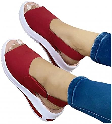 Клин -сандали за жени меки единствени peиркаат пети ортопедски спортски сандали за жени удобни дијабетични модни чевли платформи