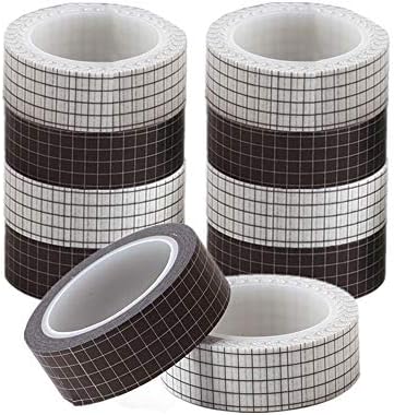 10 ролни разновидна бела црна решетка лента за миење садови сет 33 стапки 3/5 инчи ширина написни лепила за маскирање лепливи декоративни