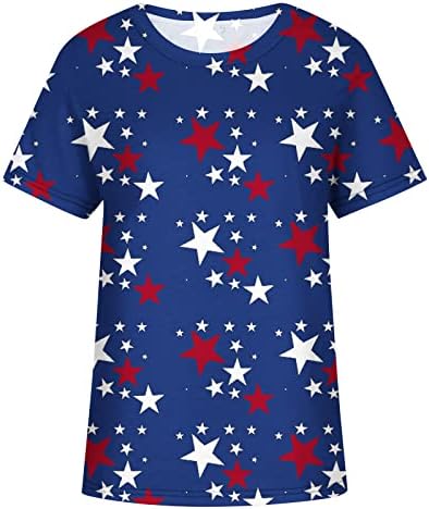 Блузи со кратки Ракави За Девојчиња Fall Лето Екипажот Знаме На САД Сончоглед Цвет Графички Блузи Маици Жени 2023 ЈВ