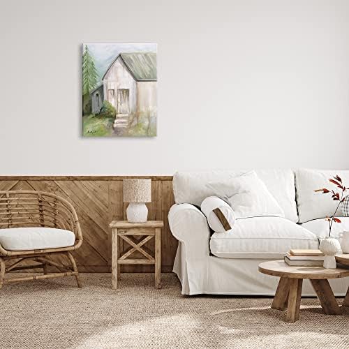 Sumbel Industries Woodland Cabin Pandscape Rustic Shouse Cottage Pine Tree, дизајниран од Kelley Talent Canvas Wall Art, 24 x 30, беж