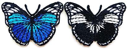 Сет од 2 мали. Мини убава пеперутка црна сина симпатична цртана филм шие железо на везена апликација знак знак за лепенка облека