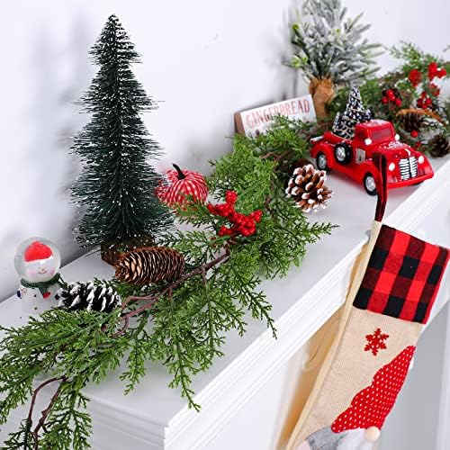 Секој Дизајн Божиќна Венец Со Црвени Бобинки Борови Шишарки Вештачки Божиќен Висечки Кедров Венец За Зимска Божиќна Забава Врата За Вечера Внатрешна