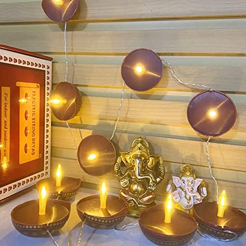 Diwali Diya String Light Decoration - Електричен LED Diwali Diyas Lights Diwali подарок Дивали декор батерија оперирана DIYAS INDIAN POOJA