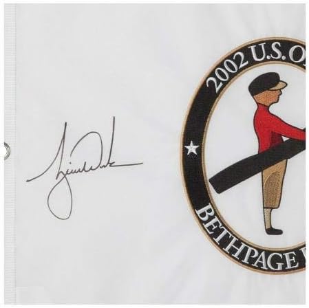Тајгер Вудс потпиша автограмирано 2002 година на Отворено знаме на САД Отворен пин Бетпајс Црна /500 УДА - АВТОГРАФИРАНИ ПИНСКИ ПИНГ
