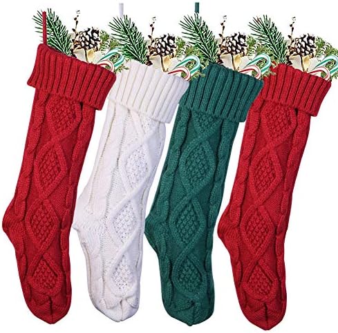Торин Дома плетени божиќни чорапи Големи 18 инчи Божиќни двострани ромбис решетка за порибување камин елка декор Стандардна висечка