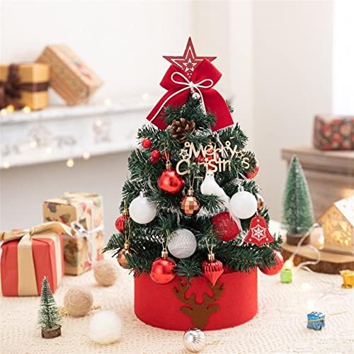 Аетиг мини новогодишна елка, 18 инчи вештачка елка со таблети со LED светла и украси поставени, Божиќни украси за канцеларија за домашни