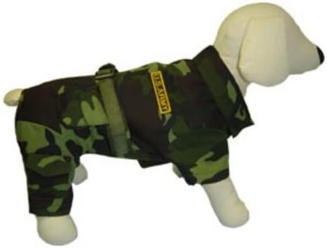 Костим на армиски костум за кучиња трајни автентичен скокач во стилот на карго со зелена маскирна