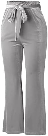 Јога панталони од Дсодан Флеј за жени обични дами цврста боја разгалена со висока половината еластична широка панталони со џебови со џебови