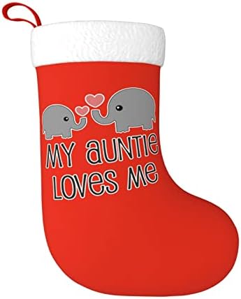 Yuyuy мојата тетка ме сака Божиќно порибување Декорација на одмори камин виси чорап 18 инчи чорапи