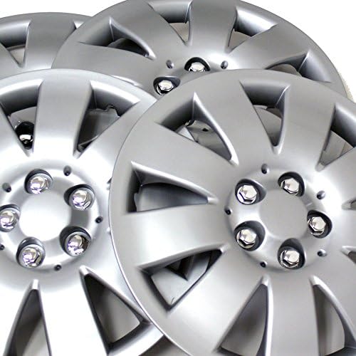 TuningPros WSC3-721S15 4PCS Постави метални капаци на тркалото на метални сребрени сребрени сребрени сребро