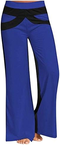 Женски широки нозе јога панталони еластични блокови во боја на половината Палацо долги панталони удобни панталони за вежбање плус големина