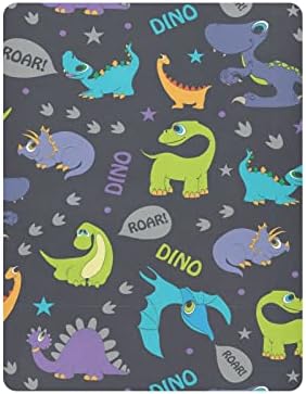 Диносауруси рикаат чаршафи за креветчиња за момчиња Пакуваат и играат чаршафи преносни мини креветчиња за креветчиња, вградени садови за креветчиња