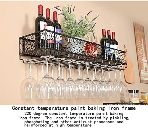 GPAIHOMRY полица Шампањ стаклена решетка, држач за матични матични софтвер, држете до 24 чаши за вино, за барови, ресторани, кујни, црно