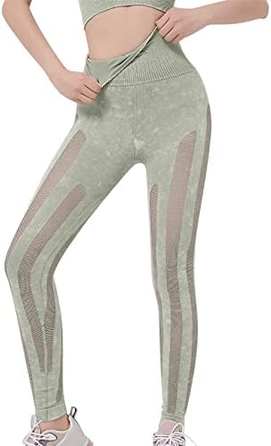 Женски фитнес хеланс тексас образец праска колк лифт панталони со висока половината тесно прилагодување на јога панталони за
