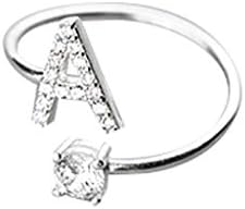 Совпаѓање на прстените за жени модерни и едноставни отвори 26 букви дијамантски прстен за жени прилагодливи прстени за ангажман