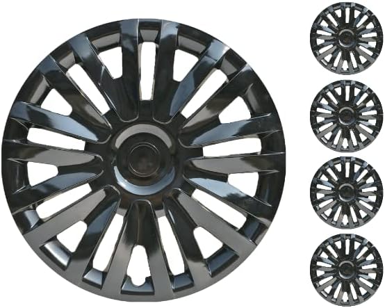 Копри сет од покривка од 4 тркала од 15 инчи црна Hubcap Snap-on Fits Honda Civic