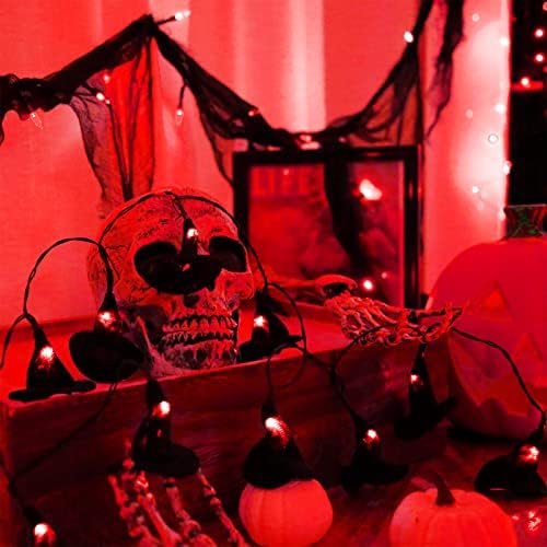 Декорации за Ноќта на вештерките Malgero Батерија оперирана со вештерки со црвена жица светла 5ft затворени плашливи светла 10 лежеа декор