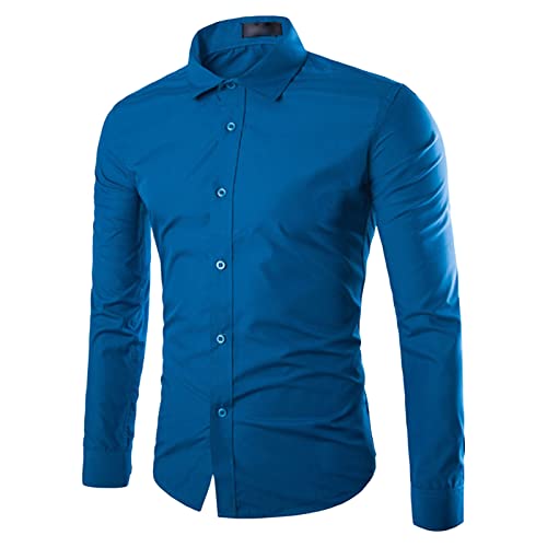 Машко цврста боја копче надолу кошули Обични јаки за вртење на јаки со тенок кошули класични стилски кошули за деловни фустани