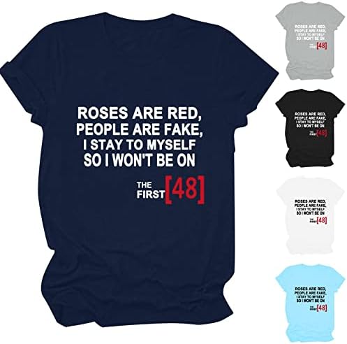 Hoxенските рози во Хоксин се црвени, луѓето се лажни букви, графички маички кошула со кратки ракави екипаж мама маица помлада облека