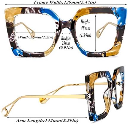 Читателите на зелол Преголеми Квадратни Сини Светлосни Блокирачки Очила За Читање За Жени КАТАР ЗОП01892
