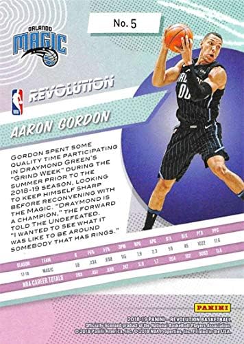2018-19 Панини револуција 5 Арон Гордон Орландо Меџик во НБА кошарка за трговија со кошарка