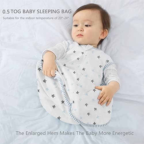 Изоларно носење ќебе 2 пакет памук бебешки вреќа за спиење со двонасочен патент за момчиња девојчиња унисекс, 2 пакувања