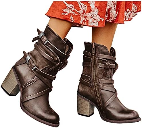 Левос чизми за жени каубојски стил глуждот водоотпорен дождовникот чиста боја основни чизми есен зимски борбен чизми за забава кратки