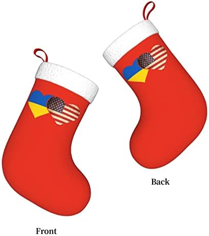 Cutedwarf Украина знаме и американско знаме Божиќно порибување Божиќно декорација Класичен 18 инчи камин виси чорап