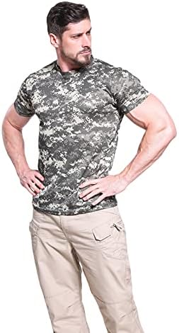 Облека за маички за машки кошули тенок и дише воен тренинг маскирна маица маица маица маица со кратки ракави
