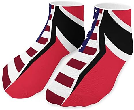 Американско И Тринидад Тобаго Знаме Машки Ниско Исечени Чорапи За Глуждот Без Шоу Зимски Кратки Чорапи За Трчање Тренингот