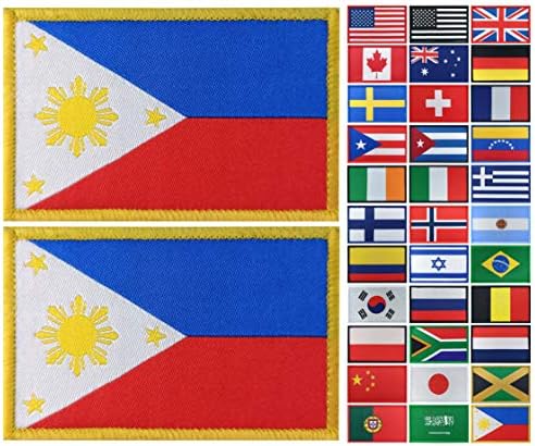 JBCD 2 Пакет Филипини Знаме Лепенка Филипински Знамиња Тактички Лепенка Гордост Знаме Лепенка За Облека Шапка Лепенка Тим Воена Лепенка