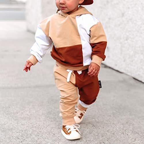 Детето бебе момче Девојка есен за зимска облека, карирана карана дуксер врвови еластични панталони за половината поставени 2 парчиња