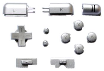 Сребрена - Nintendo DS Lite Комплетна целосна обвивка за замена на куќиштето за замена за замена за замена w/ сет на шарки