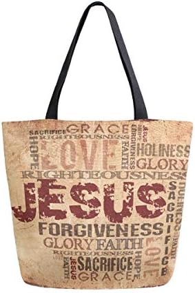 Модни обични торби за намирници за еднократно користење религиозни зборови на гранџ мажи жени рамо тотална торба платно