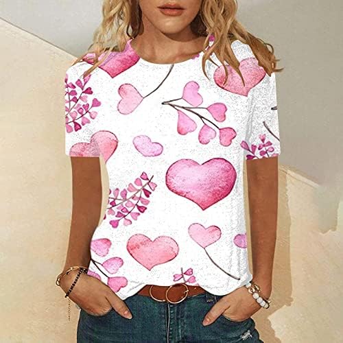 Есен летен маица девојки облека мода со кратки ракави екипаж, памук графички обичен врвен кошула за жени 53 53