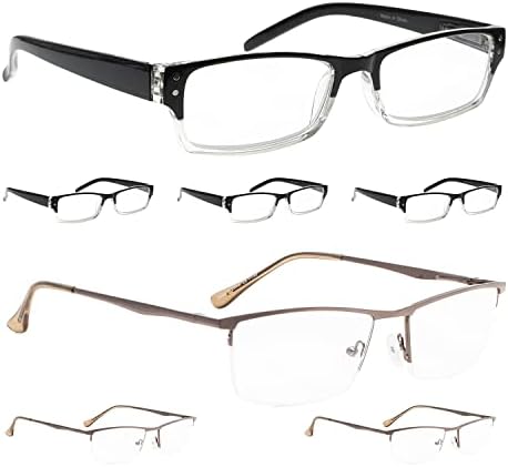 ЛУР 4 Пакувања Класични Очила За Читање + 3 Пакувања Метални Очила За Читање Со Половина раб