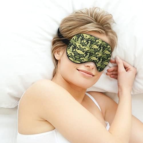 Маскирна армија диносаурус спиење за слепите маски, симпатична обвивка за сенка на очите со прилагодлива лента за жени мажи ноќ