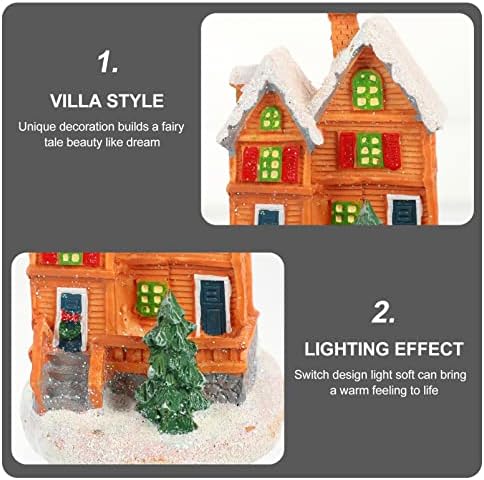 Јардве Божиќно село куќа LED осветлена куќа од ѓумбир куќа Декор Божиќни згради Осветли од село од ѓумбир, батерија управувана за Божиќна